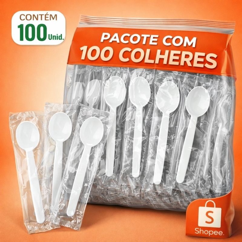 Colher Super Resistente Embalado Para Delivery Sobremesa em Oferta na Shopee