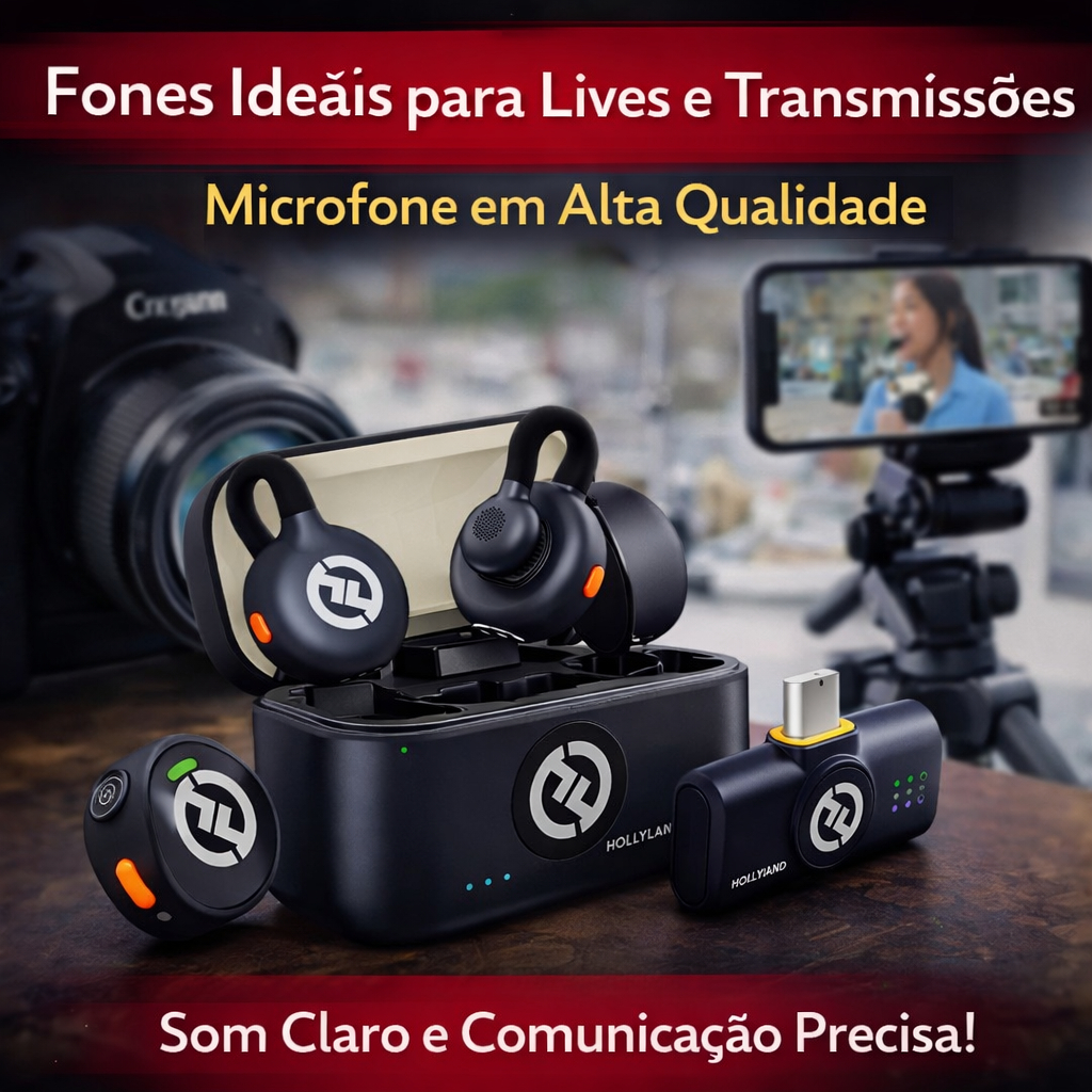 Hollyland LARK A1 Mini Duo Combo Microfone Sem Fio Mini para iPhone 15/16 e Android (2TX + USB-C RX) Microfone Magnético