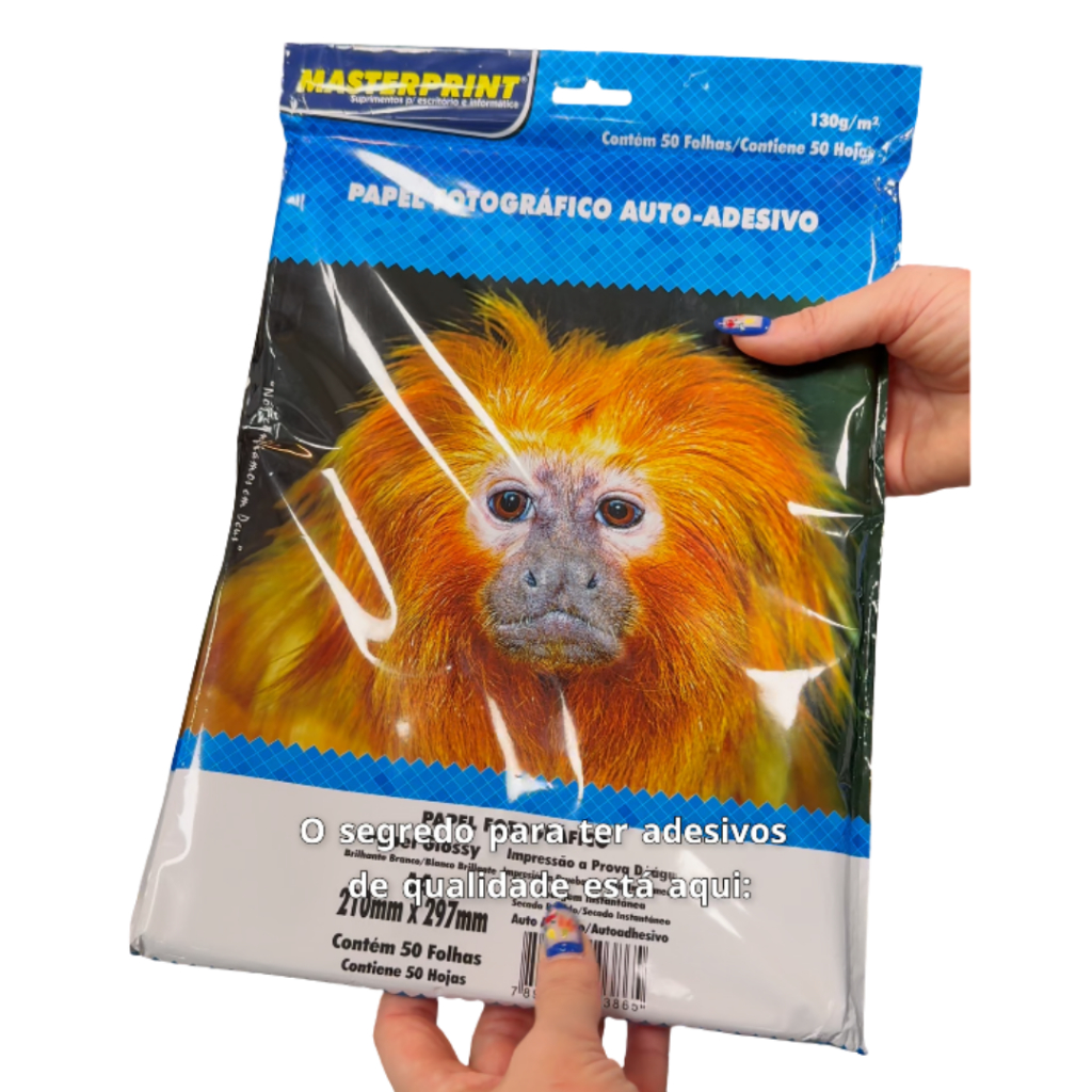 Papel Fotográfico Adesivo A4 Glossy 130g Masterprint 50 Folhas Branco