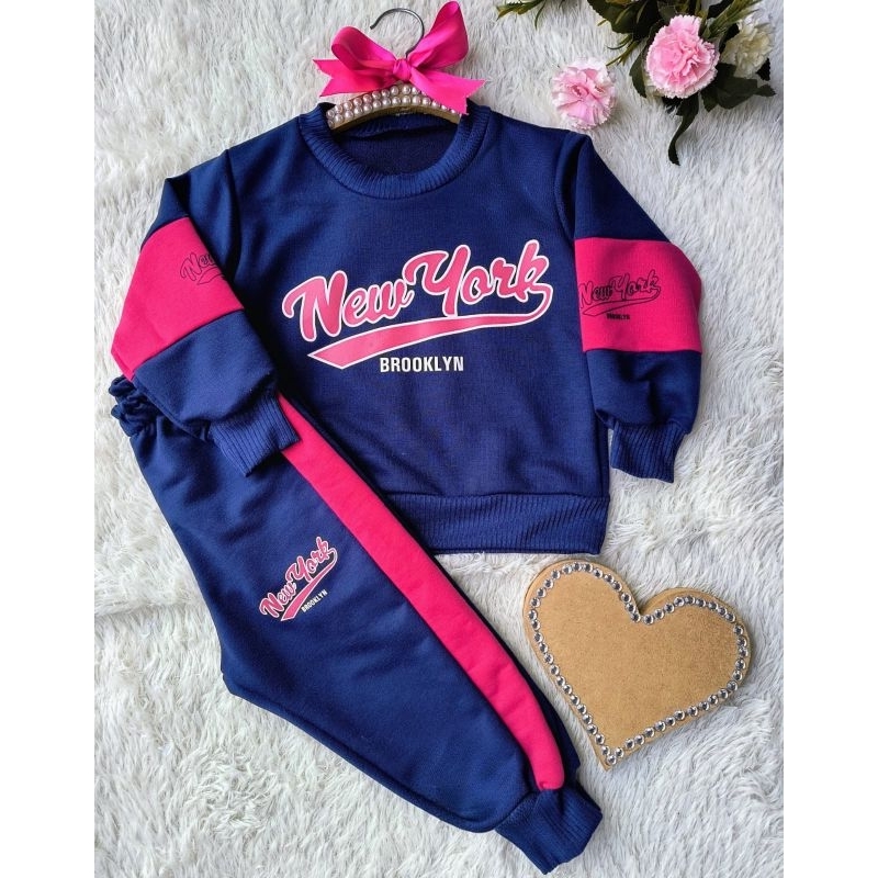 Conjunto infantil menina juvenil Blusa e calça moletim inverno agasalho 2026