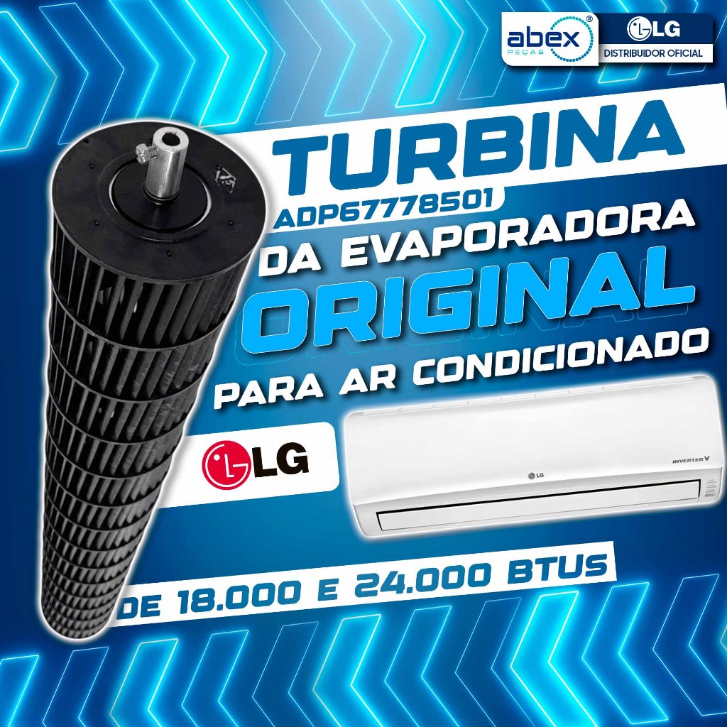 Turbina Evaporadora Para Ar Condicionado LG 18000 E 24000 Btus ASNQ18 USNW18 ADP67778501 Original