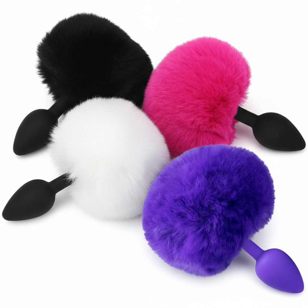 Plug Anal Silicone P M G Rabo Cauda Pompom Pelúcia Fantasia Excitante Estimula Lubrifica Sex Shop