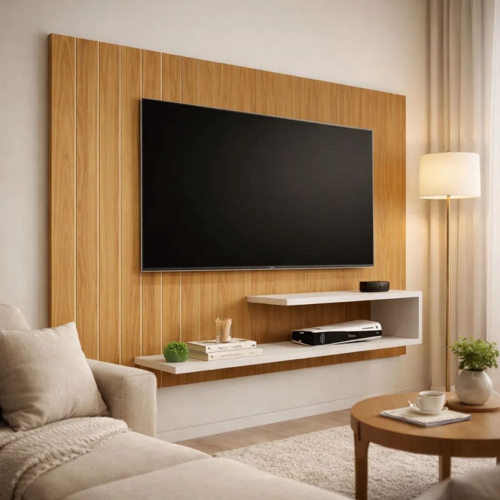 Painel de TV Suspenso Veneza em MDF com prateleira Ideal para Sala Moderna até 48 Polegadas