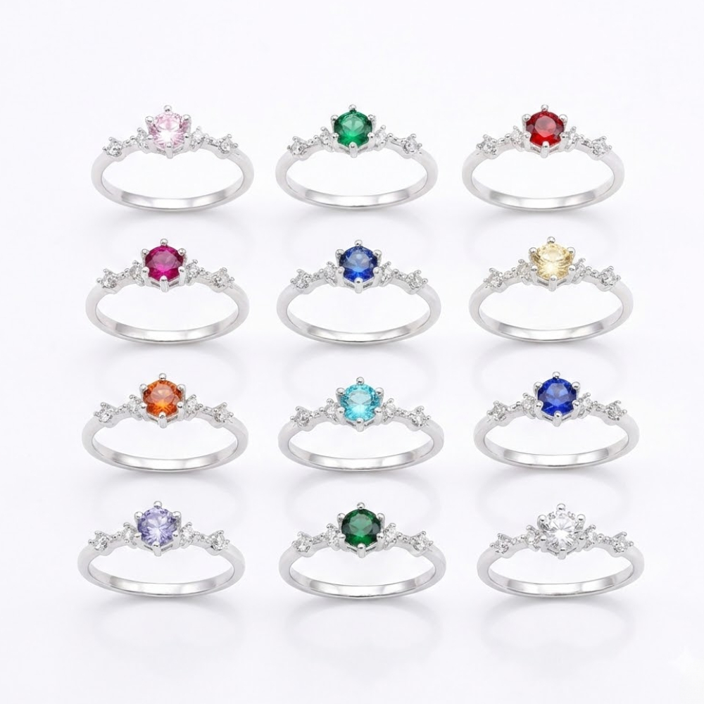 Anel Princesa Prata 925 Pedra Zircônia Colorida Solitário Cravejado Luxo em Oferta na Shopee