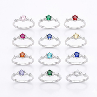 Anel Princesa Prata 925 Pedra Zircônia Colorida Solitário Cravejado Luxo em Oferta na Shopee