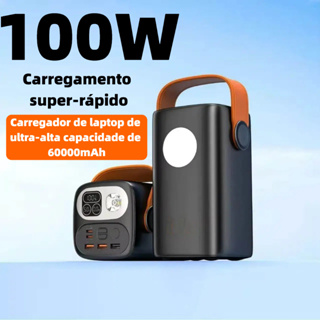 Carregador Portátil Power Bank Grande 60000mah Turbo 100W PD Rápido  Para Mini Starlink Notebook Celulares KA-9897 em Oferta na Shopee