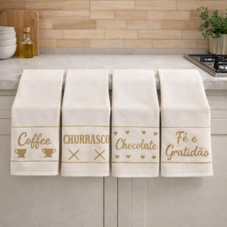 Kit 4 Panos de Prato Copa Jacquard 100 % Algodão 43 × 65 cm Alta Absorção Qualidade em Oferta na Shopee