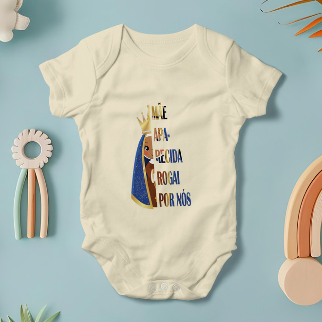 Body para Bebê com Estampa Mãe Nossa Senhora Aparecida Rogai em Oferta na Shopee
