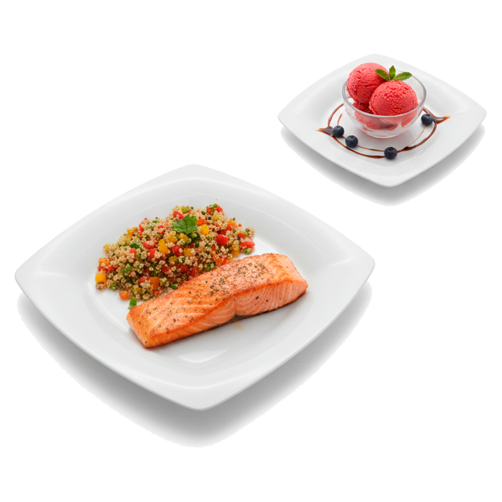 Jogo Mesa Posta Prato Jantar E Sobremesa Quadrado Branco Reforçado -  Kit 12 a 48 Peças