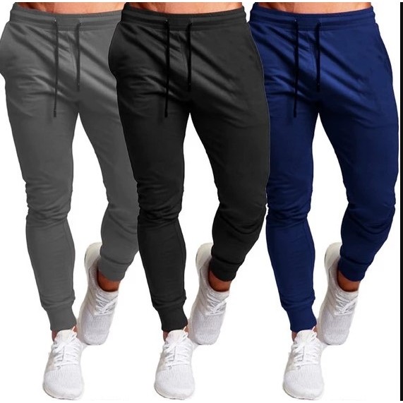 Kit 3 Calça Jogger Com Elastano Dry Fit Esportiva Masculina De Tactel