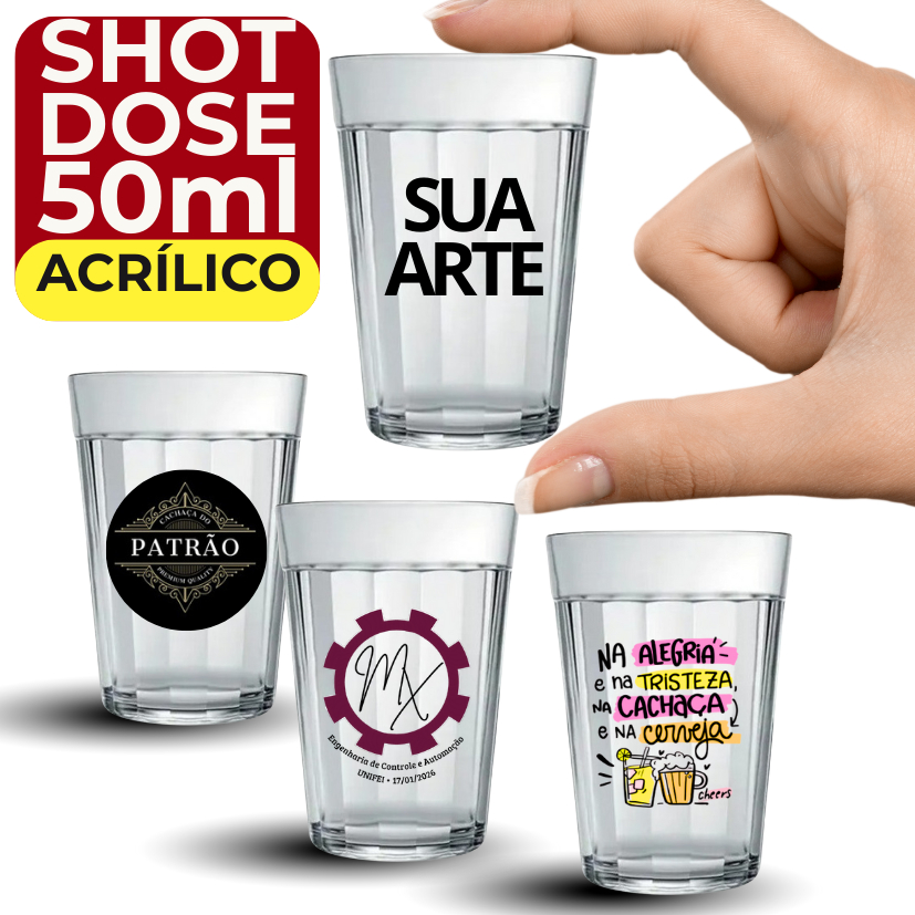 Copo Personalizado Dose Cahaça Acrílico Tequila Vodka Tipo Americano Cristal 50ml em Oferta na Shopee