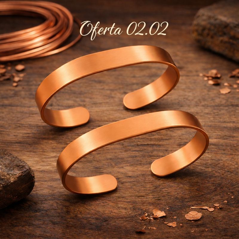 Kit 2 Pulseiras De Cobre Puro Lisas -Ajustavel em Oferta na Shopee