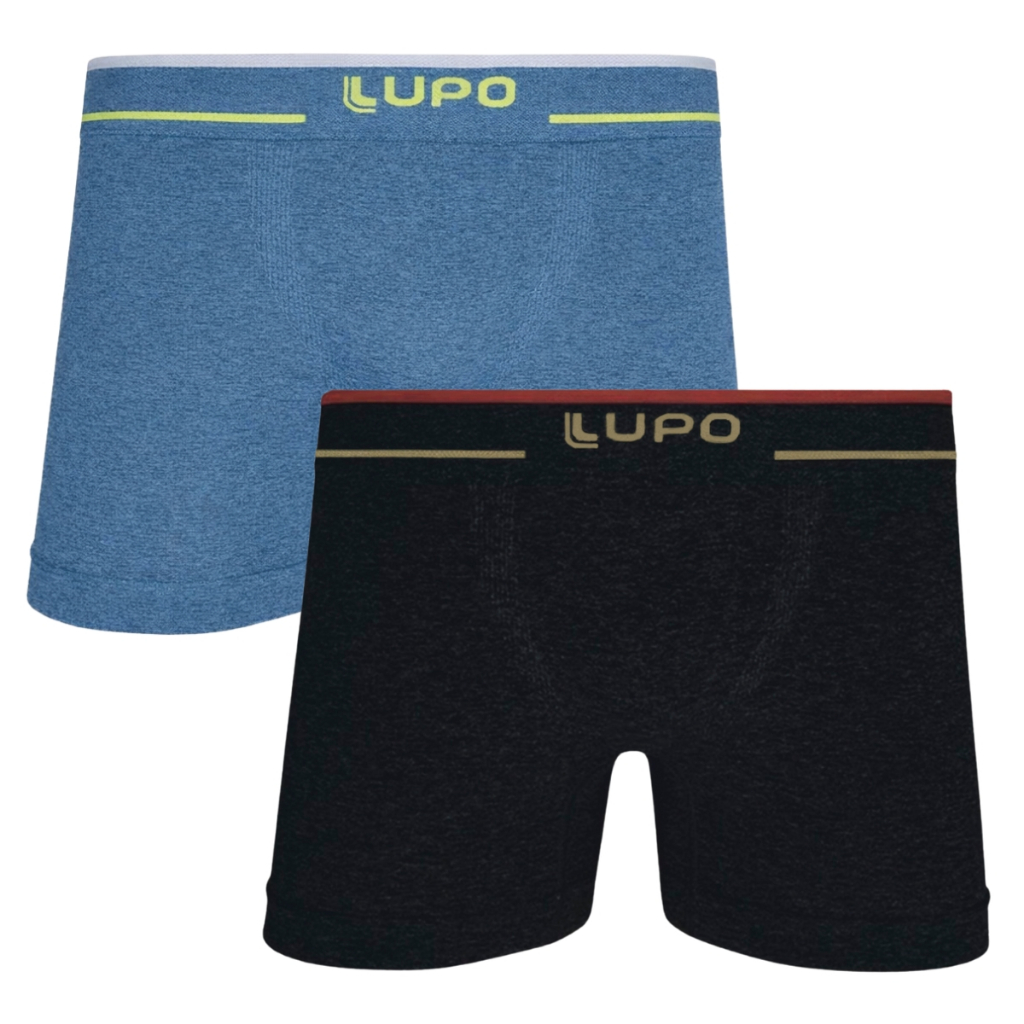 Kit 2 Cuecas Boxer Lupo Microfibra Plus Size Sem Costura Cueca Box Masculino Elastano Ref 17800