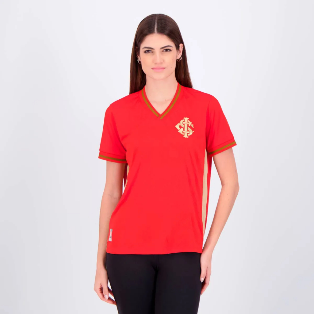 Camisa Internacional Gold Feminina Vermelha em Oferta na Shopee