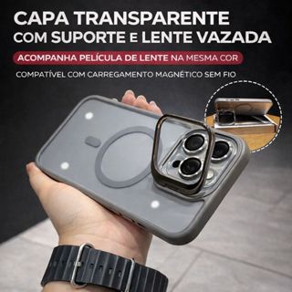 Capa Magnética Premium Fosca Translúcida MagSafe com Lente Metálica para iPhone 17 Air 17 Pro Max 16E 16 15 14 13 12 11 em Oferta na Shopee