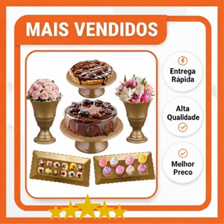 Kit Festa 6 Peças, Vaso + Boleira + Bandeja Decoração Doces em Oferta na Shopee
