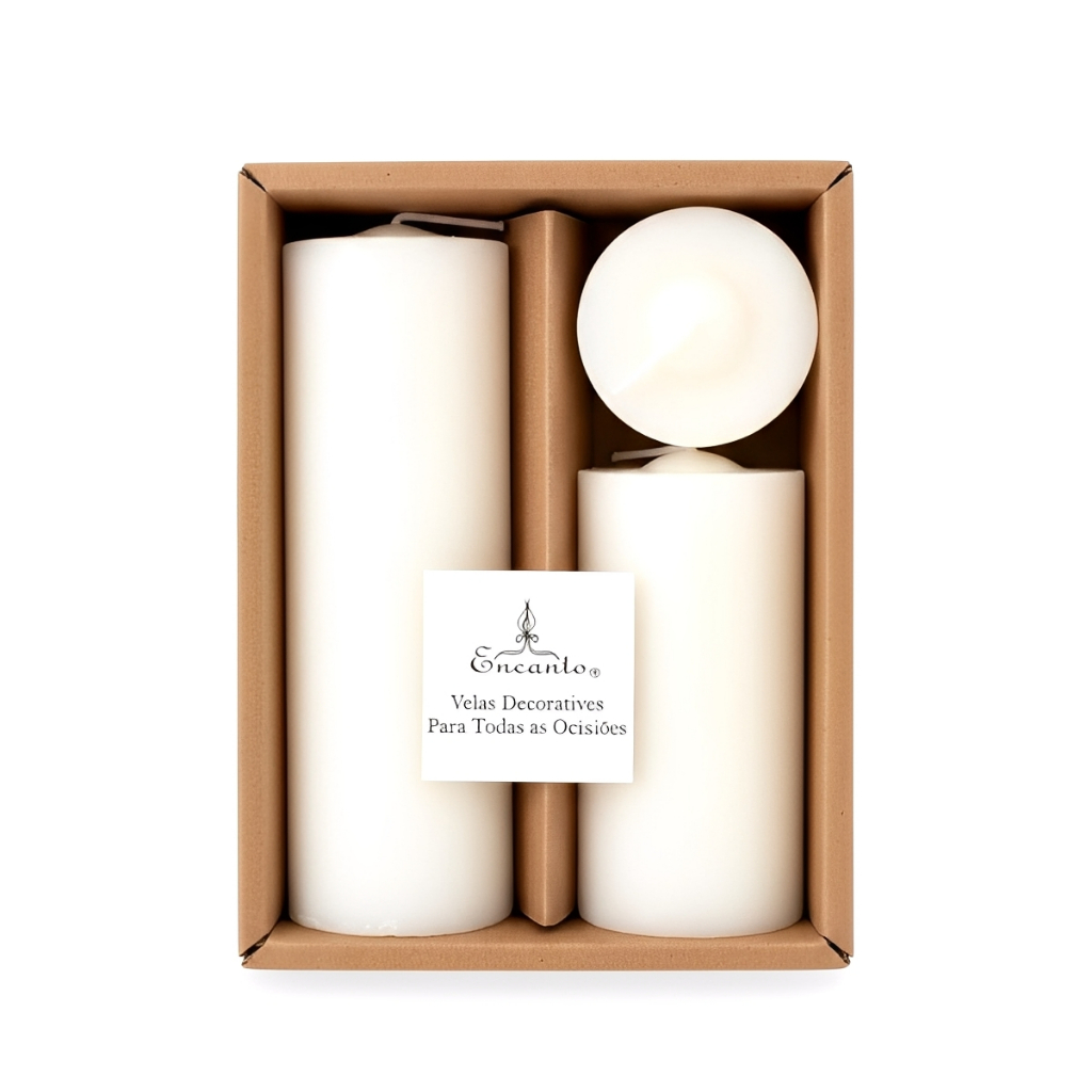 3 Velas Ecológicas 5cm, 10cm E 15cm Decoração Festas