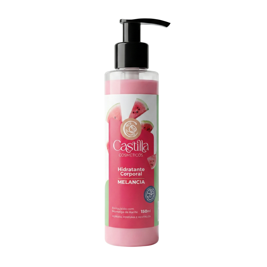 Hidratante Corporal Melancia Castilla Cosméticos 150mL Antiressecamento Hidrata Perfuma Revitaliza