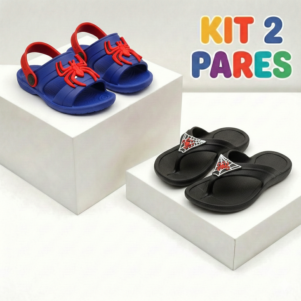 Kit Papete Infantil Masculino Sandália Verão + Chinelo Menino Confortável e Leve