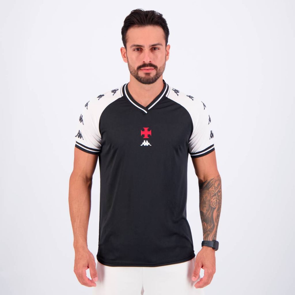 Camisa Kappa Vasco Supporter Honor Preto e Branco em Oferta na Shopee