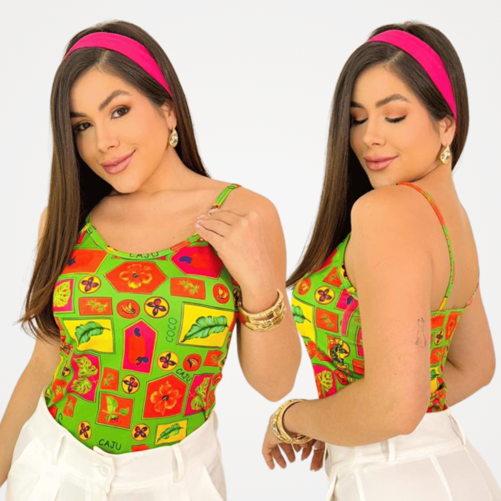 Regata Feminina Suplex Estampada Verão Alça Fina Modeladora Ajustada Confortável Casual em Oferta na Shopee