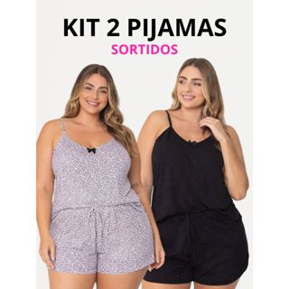 Kit 2 Pijamas Femininos Verão Sortidos Fresquinho Alça e Shorts em Oferta na Shopee