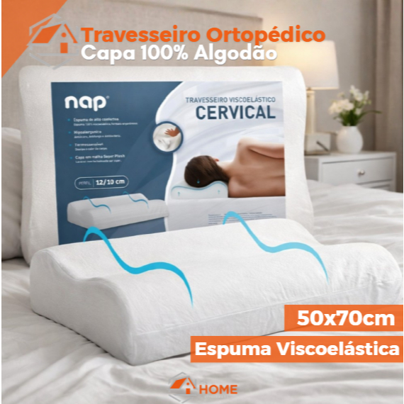 Travesseiro Nasa Ortopédico Cervical Pró Espuma D40 Antiácaro 50x70cm