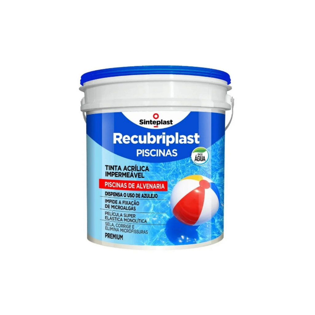 Tinta Para Piscina Azul Brilhante Recubriplast Base Água Impermeabilizante 10L Sinteplast