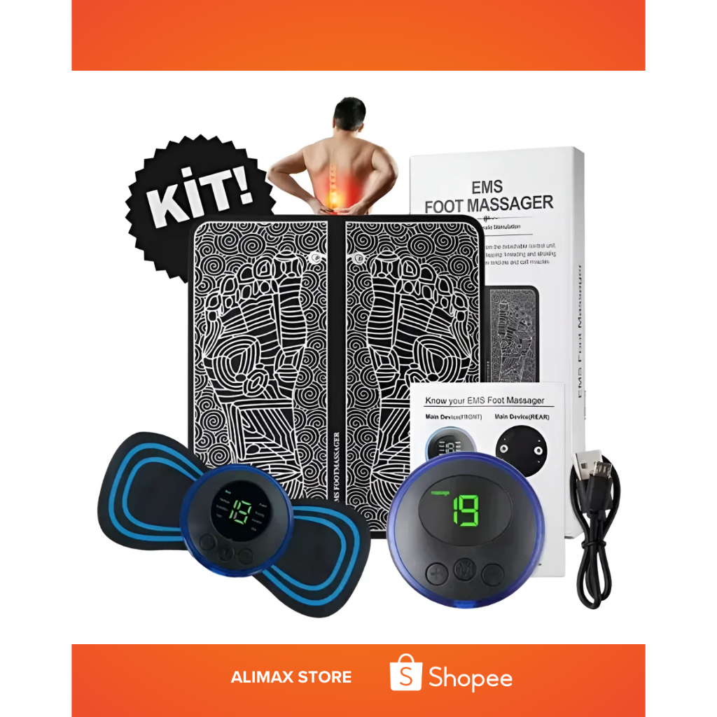 Kit Massagem Tapete Massageador Elétrico Alívio Dor Pés