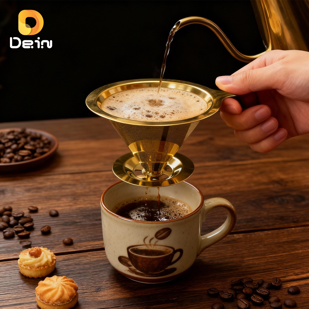 Filtro De Café Coador Inox 304(103) Grande Reutilizável Pour Over em Oferta na Shopee