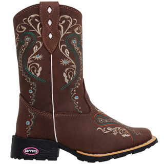 Bota Infantil Texana em Couro Bico Quadrado Moda Country Meninas em Oferta na Shopee