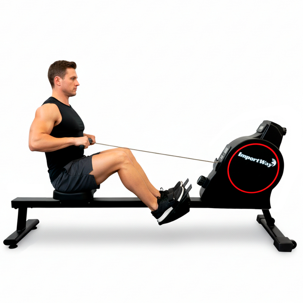 Máquina Aparelho Simulador de Remo com Pegada Fechada p Musculação Academia Residencial 8 Cargas Preto - Importway em Oferta na Shopee