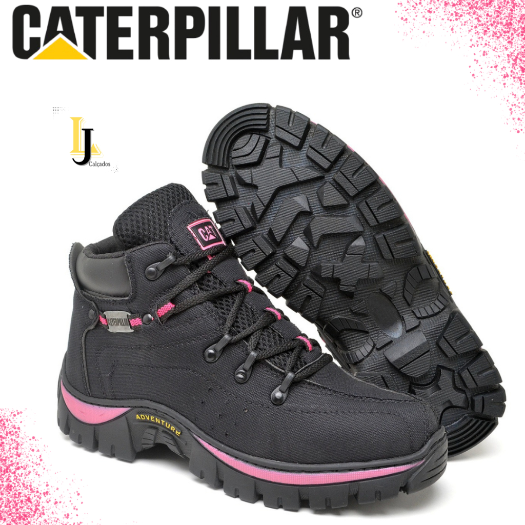 Coturno Feminino Bota Adventure Caterpillar Lona Sola Borracha