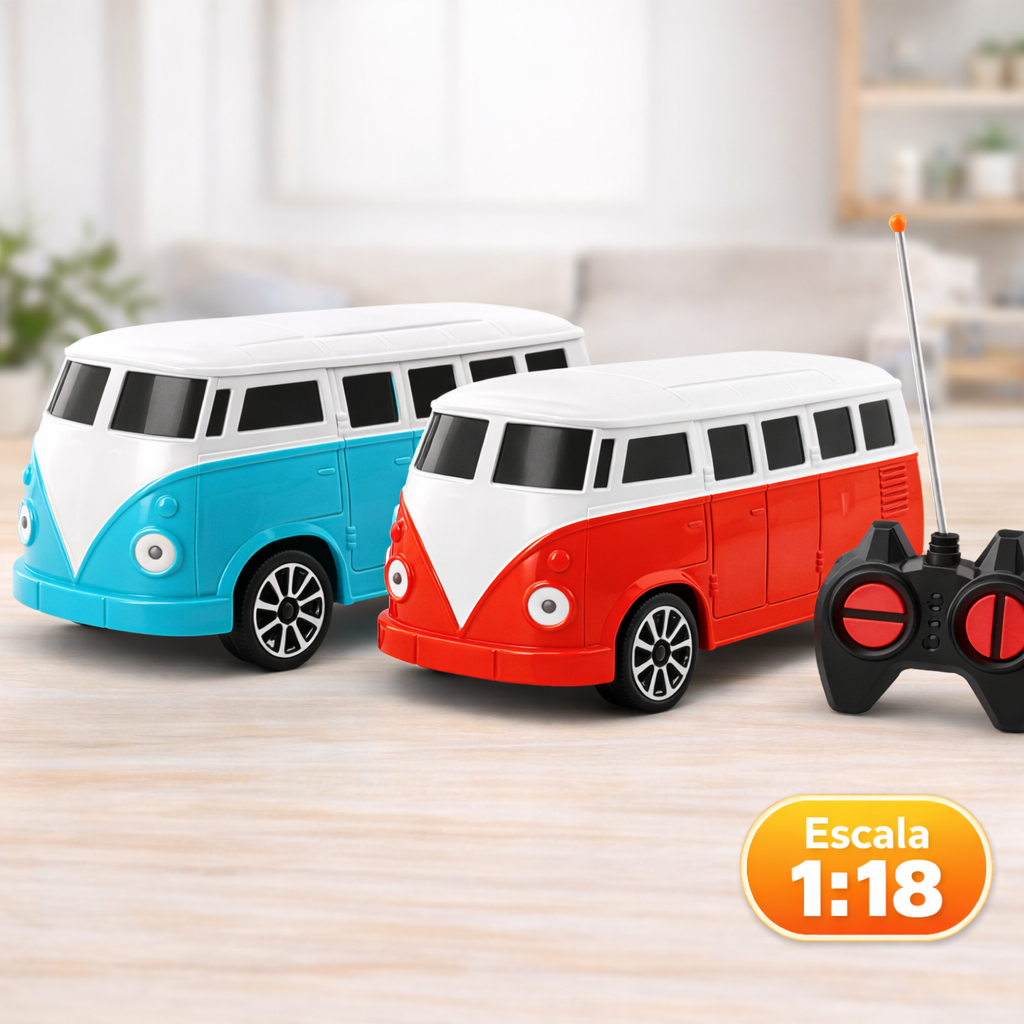 Kombi Controle Remoto R/C 1:18 Carro Vintage Brinquedo Colecionável Infantil 19cm