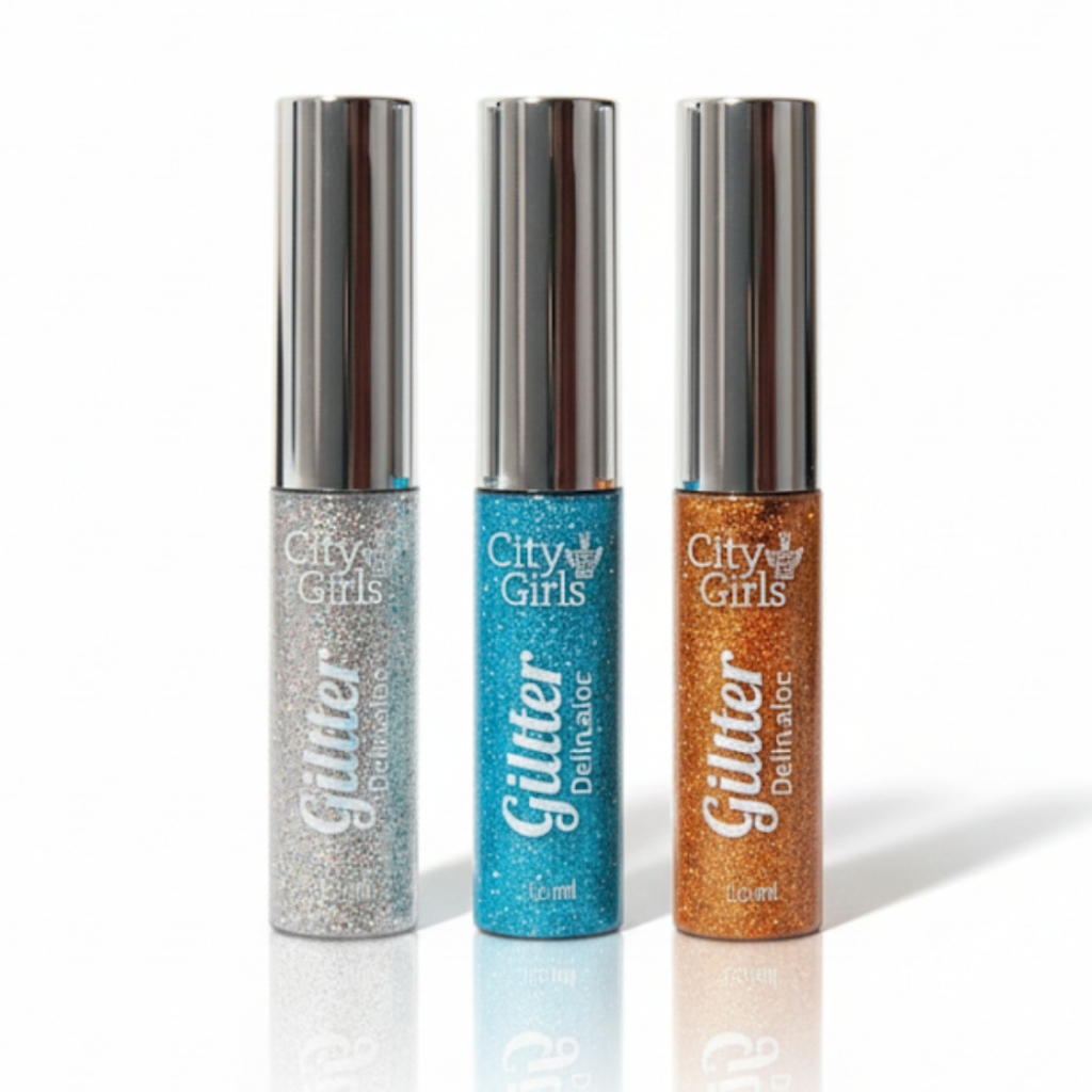 Delineador Glitter com Pincel Ultrafino – Brilho Intenso Precisão e Acabamento Profissional