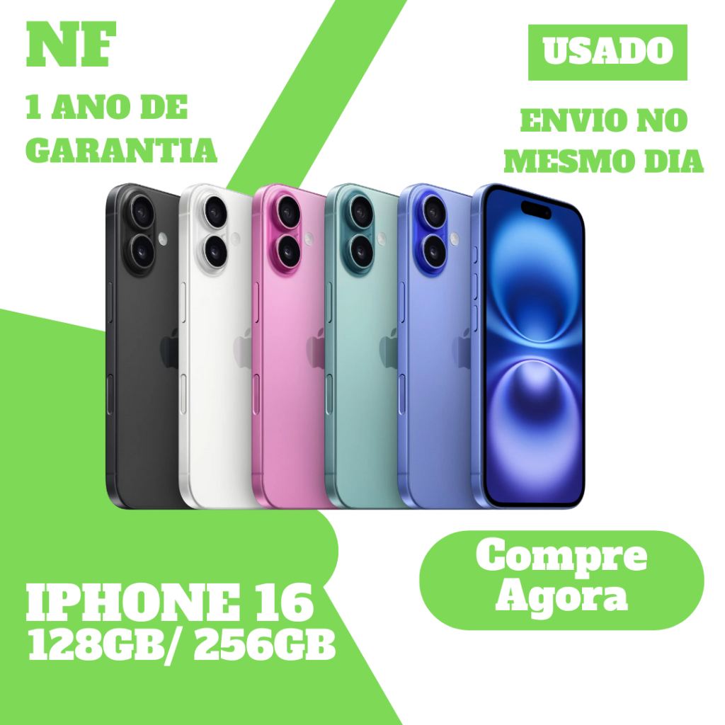 [USADO] IPhone 16 - PLUS - 128GB / 256GB Plus Apple – 5G, NF-e e Garantia
