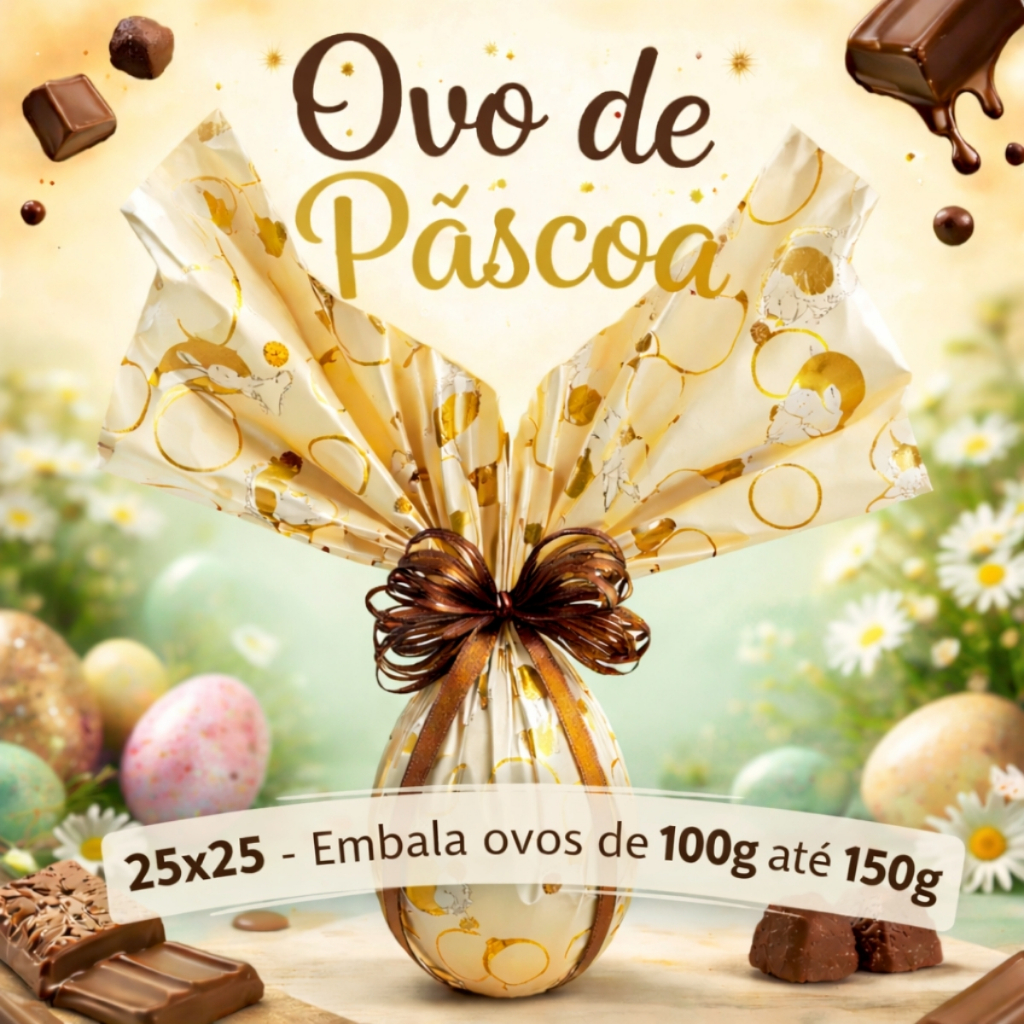 Embalagem para ovo de pascoa Pratik 25cmX25cm 25 unidades de 150 gr