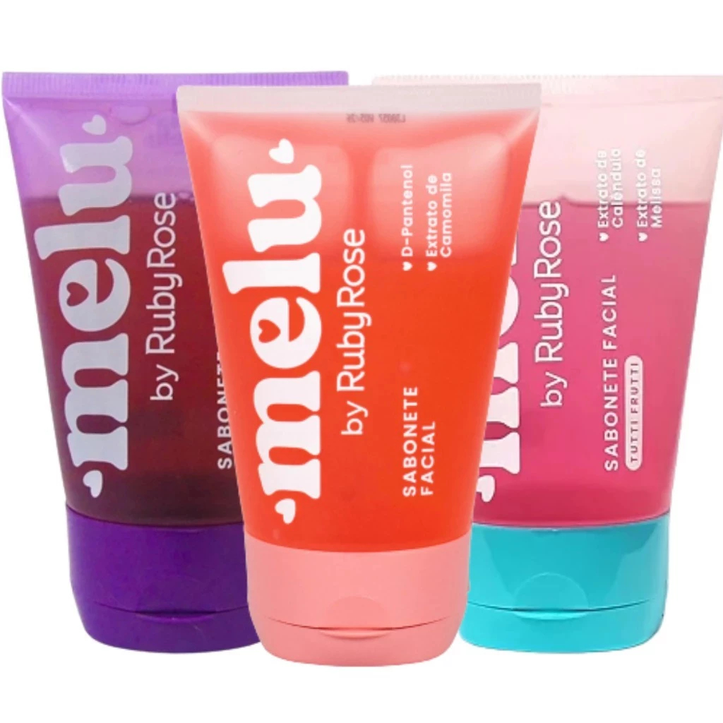 Sabonete Facial Melu by Ruby Rose - Limpeza  e Hidratante - 3 Aromas: Camomila, Uva, Tutti Frutti