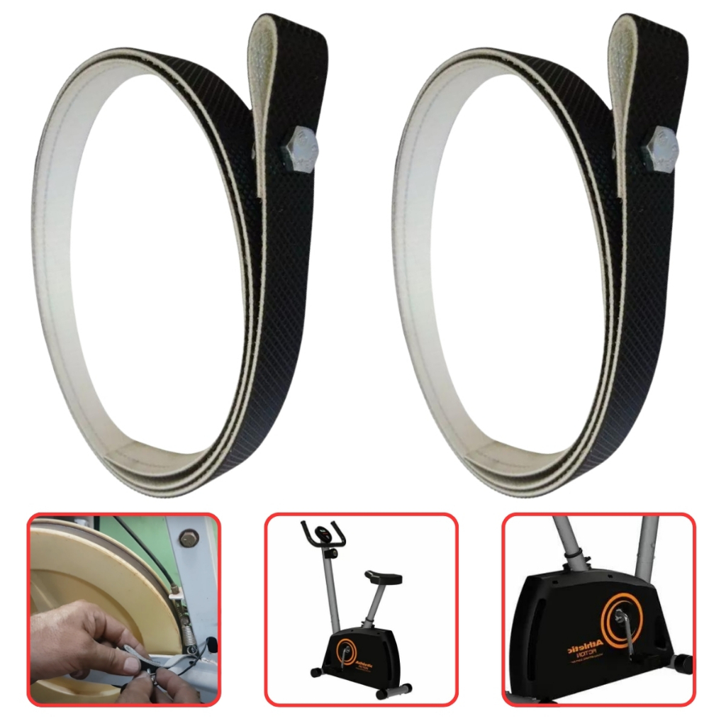 Cinta Correia de Freio + Trava Para Bicicleta Ergometrica Kit 2un