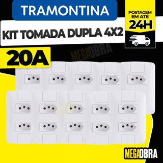 Kit Tomada Duplas 20A Tramontina Linha Aria 4x2 Modular Tomada 20 Amperes Dupla Pino Grosso em Oferta na Shopee