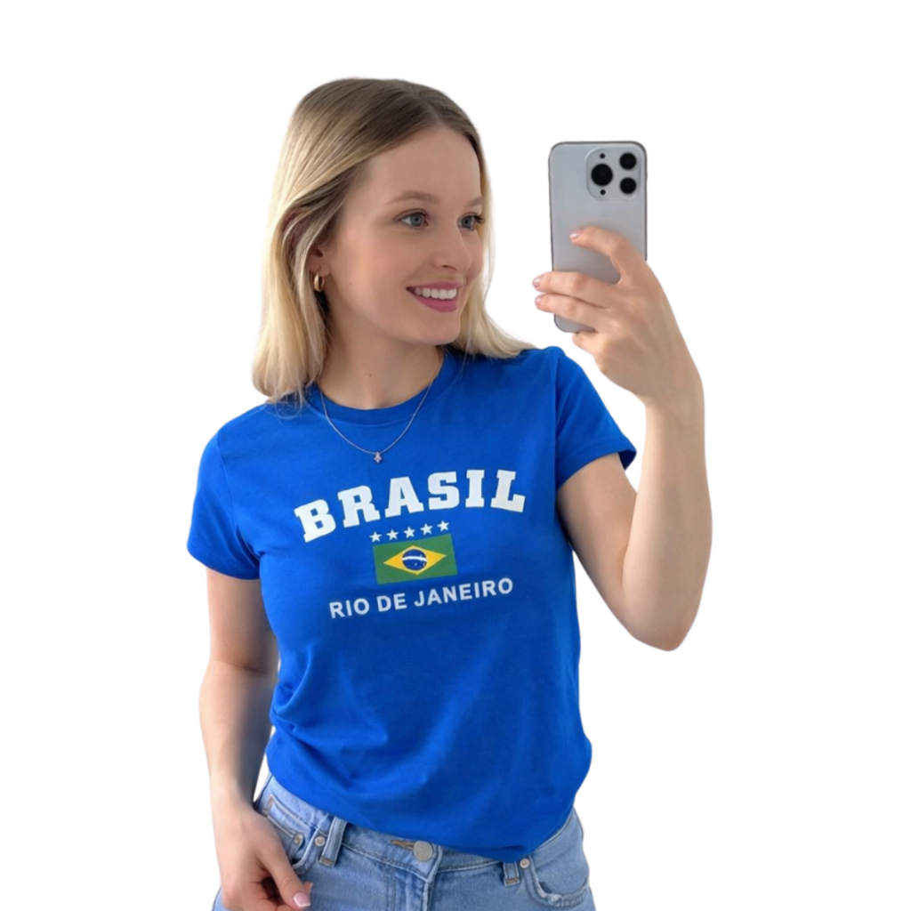 Camisa Do Brasil Blusa Feminina Camiseta Baby Look Algodão