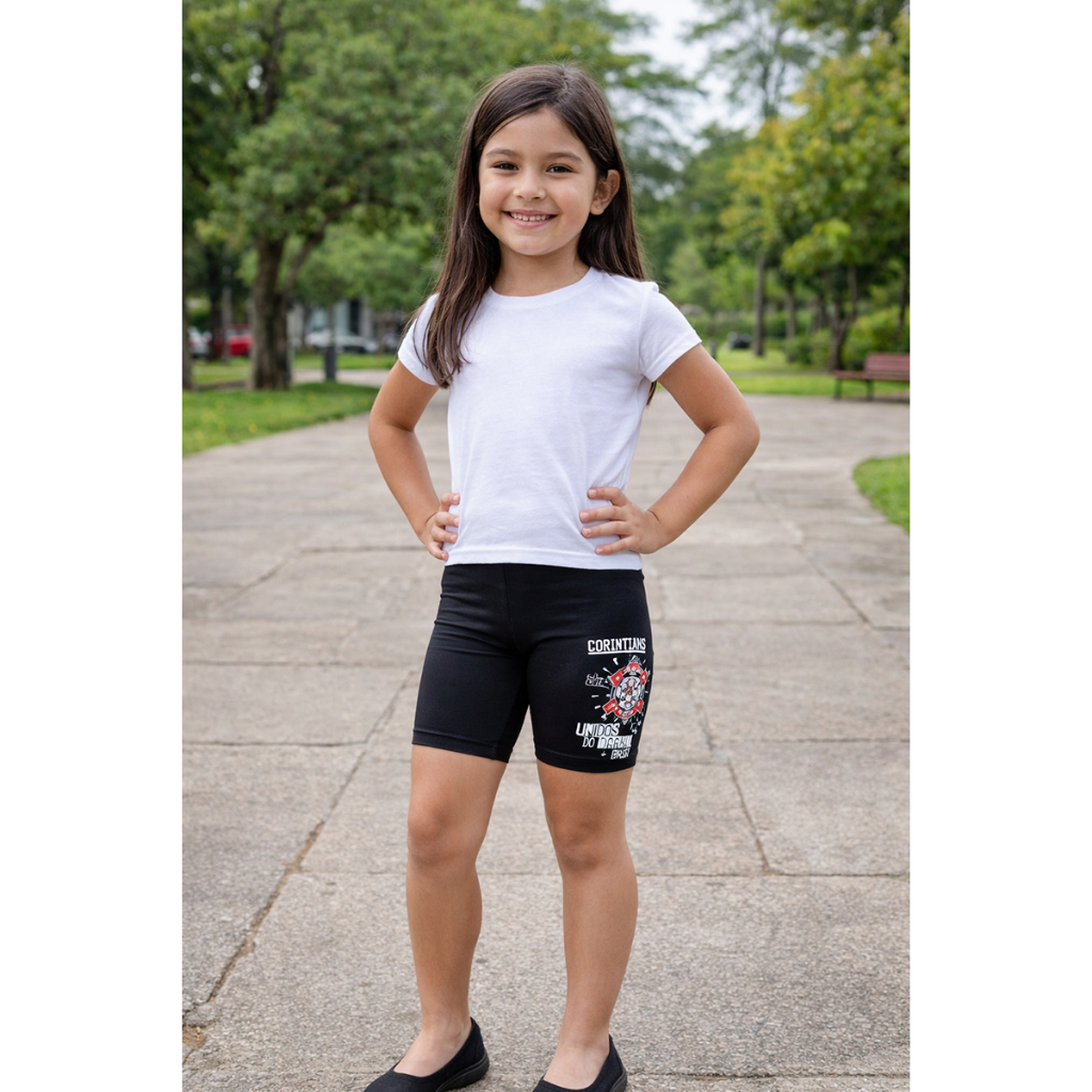 Bermuda Shorts Ciclista Infantil Time Feminino