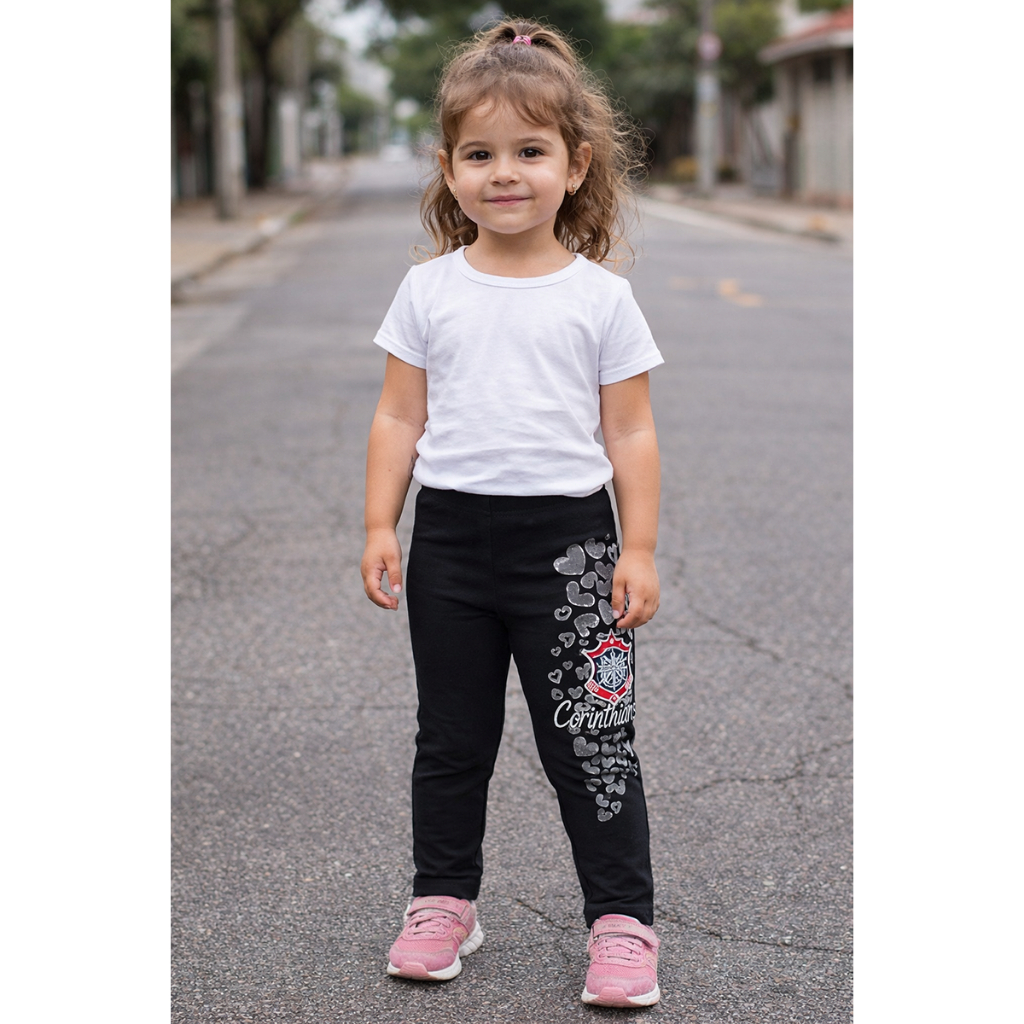 Calça Cotton Infantil Menina Time Estampada em Oferta na Shopee