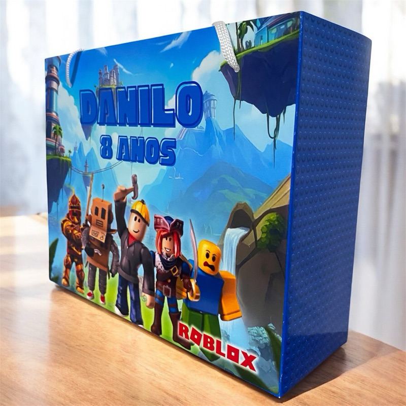 10 SACOLINHAS Roblox meninos PERSONALIZADAS (G) - PEGUE E MONTE - Sacolinha lembrancinha aniversário