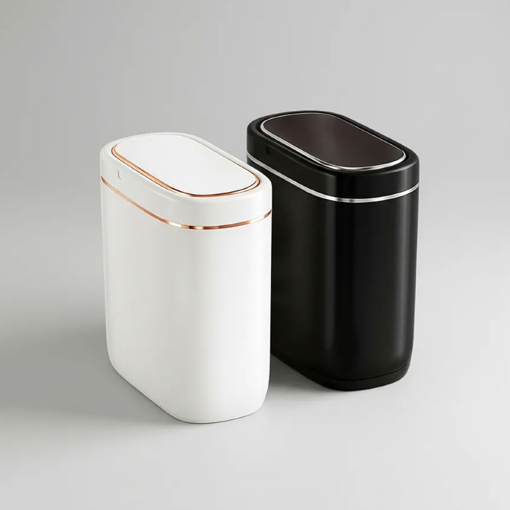 Lixeira Automática Sensor de Movimento 9 Litros Compacta Oval Retangular À Prova d`Água para Banheiro Cozinha Escritório