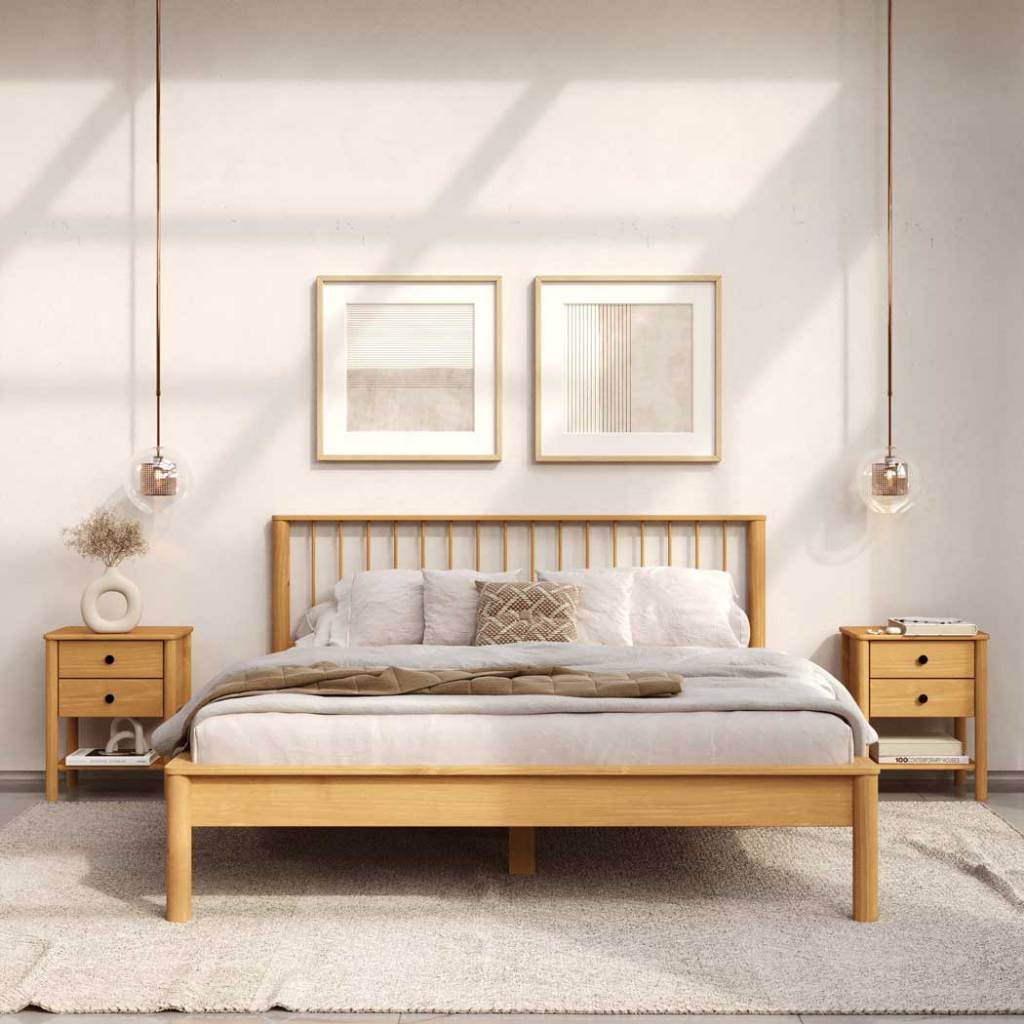 Cama Casal Queen de Madeira Moderna Apoana Madeirado em Oferta na Shopee