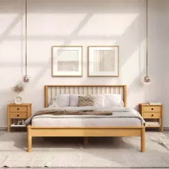 Cama Casal Queen de Madeira Moderna Apoana Madeirado