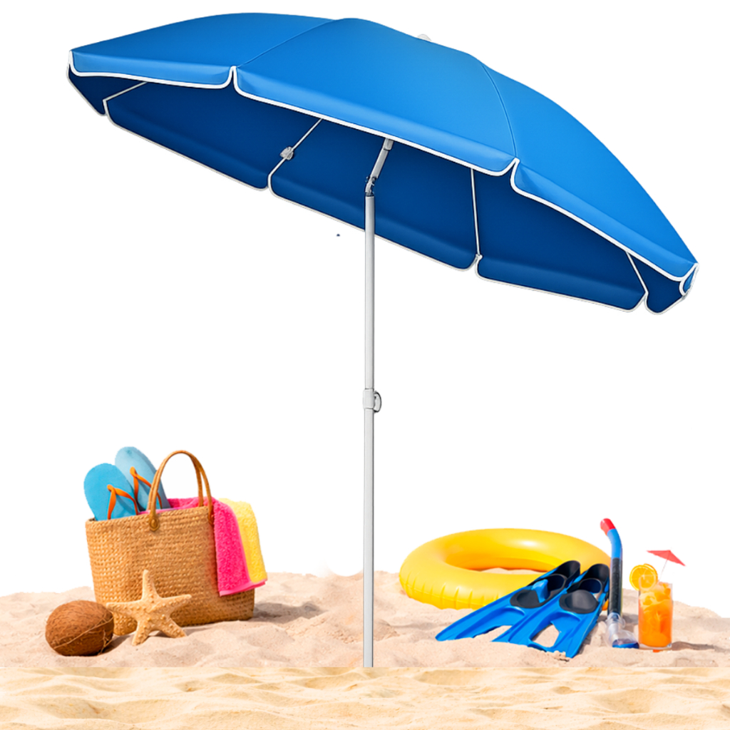 Guarda Sol 2 Mts Articulado Grande Proteção Solar Verão Sombreiro Praia Piscina Jardim Bolsa + Transporte