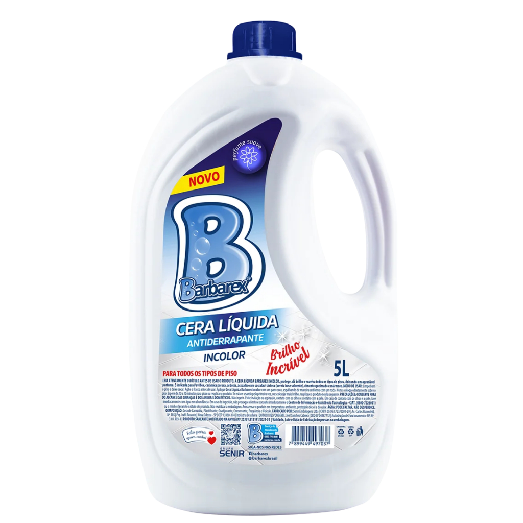 Cera Líquida Incolor Brilho p/ Todos Pisos Barbarex 5 litros em Oferta na Shopee