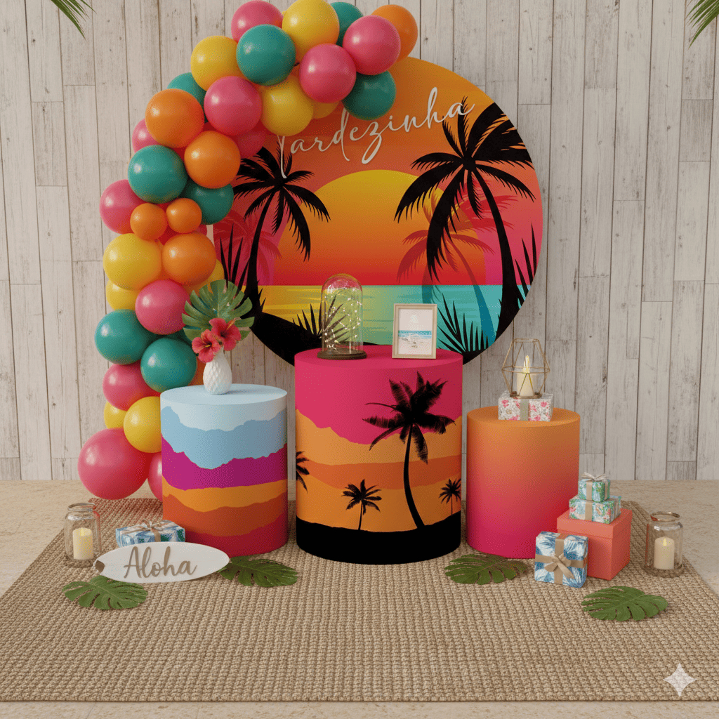 Kit Veste Fácil Capa Painel Redondo Capa Cilindros Tardezinha Tropical Verão Decoração Festa Oferta em Oferta na Shopee
